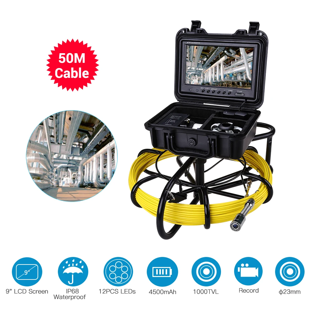 Eyoyo 9600A 23 мм трубопровода эндоскопических исследований Камера 9 &quot50 м подводный