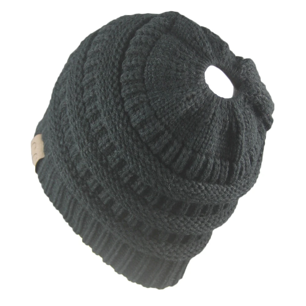 Шапка с хвостом для женщин тянущиеся вязанные крючком шапки-бини зимние шапки