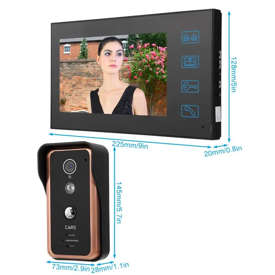 Монитор камеры дверной звонок 7 в 2 монитора проводной видео телефон двери ИК