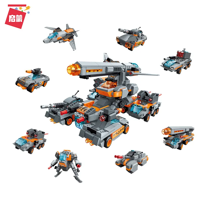 

699PCS Enlightenment 41102 Superset Change 8-in-1 Thunderbolt Chariot Assembly Model Boy Building Block Toy Set Gift