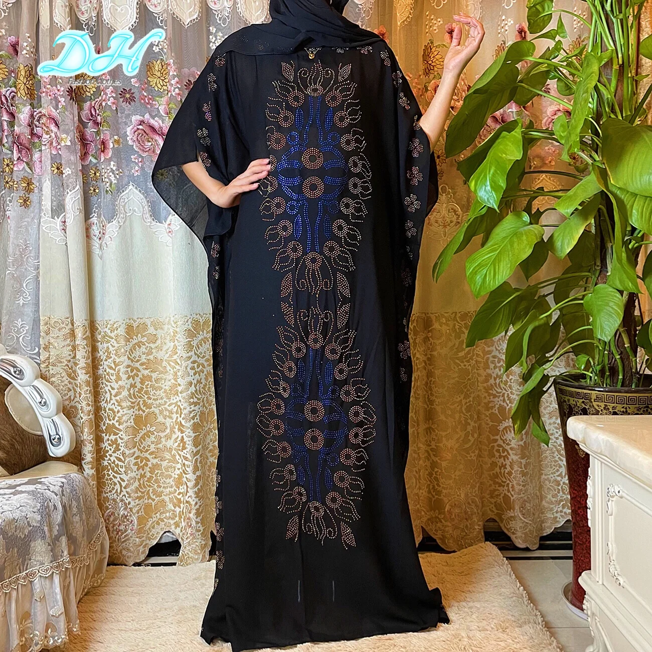 Женское длинное платье, макси-Кафтан из Дубая, в африканском стиле, с цветами Дашики, HD066, лето 2021