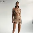 KLALIEN сексуальная прозрачная сетчатая Женская мини-юбка и топ комплект из двух предметов летняя мода пляжная юбка для отпуска комплект из двух предметов для женщин