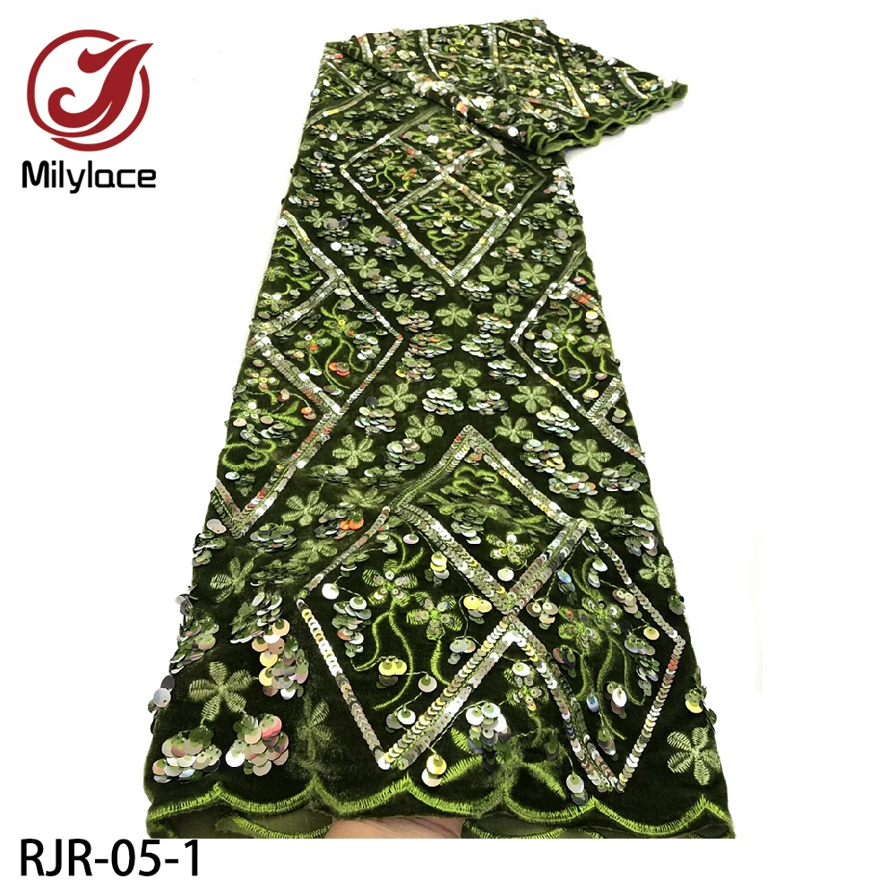 

Milylace Nigeria Velvet Lace Fabric High Quality Sequin French Lace Embroidery Fabric for Party RJR-05