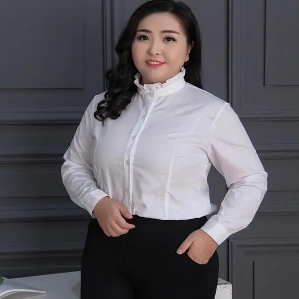Социальные летние офисные рубашки 2019 блузки для женщин 3xl 6xl 8xl белые тонкие