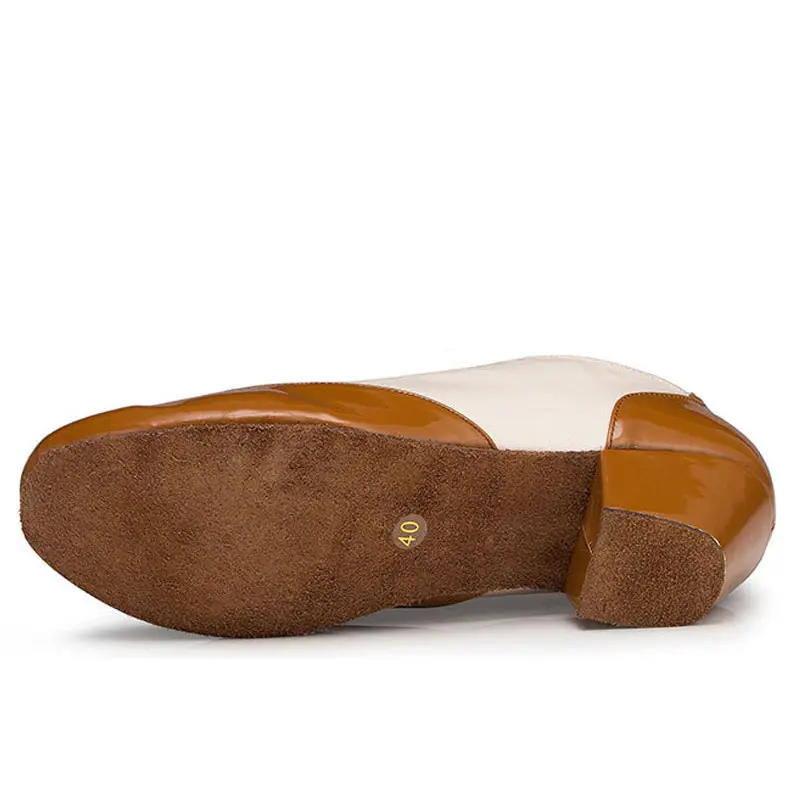 

Men Latin Ballroom Dance Shoes Adult Leather Mixed Color Men Salsa Modern Professional Dancing Shoes Soft Sole Middle Heel 4.5cm