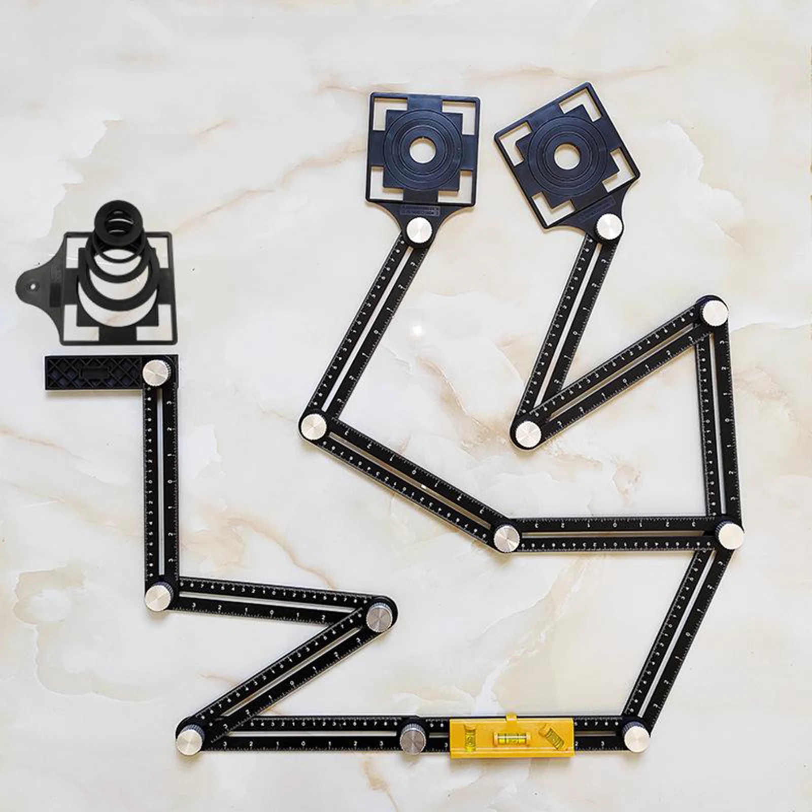 

12 Folding Ceramic Tile Hole Locator Adjustable Multi-Angle Ruler Measuring Tool
