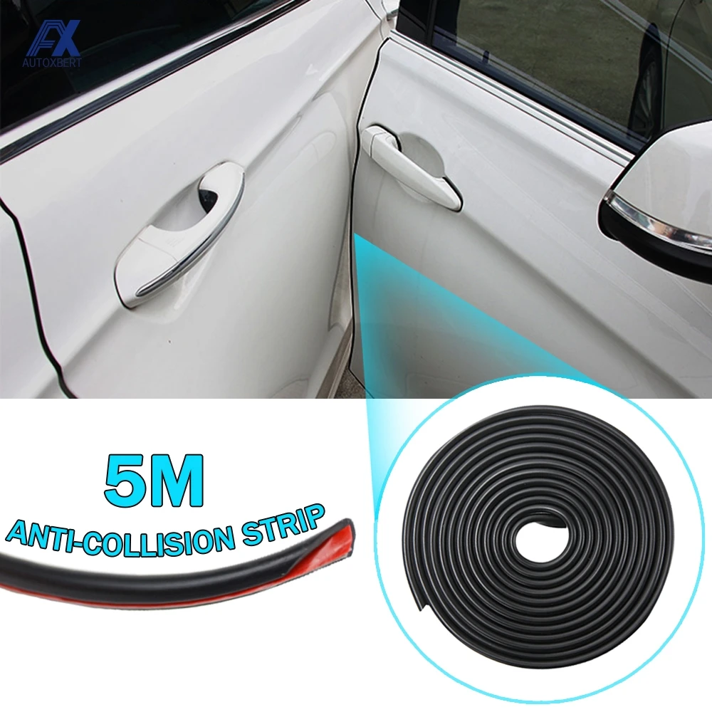 5M Black Car Door Scratch Strip Protector Guard Chip Rubber Seal Hood Tail Gate Sticker Trim Styling Bezel Molding Garnish | Автомобили и