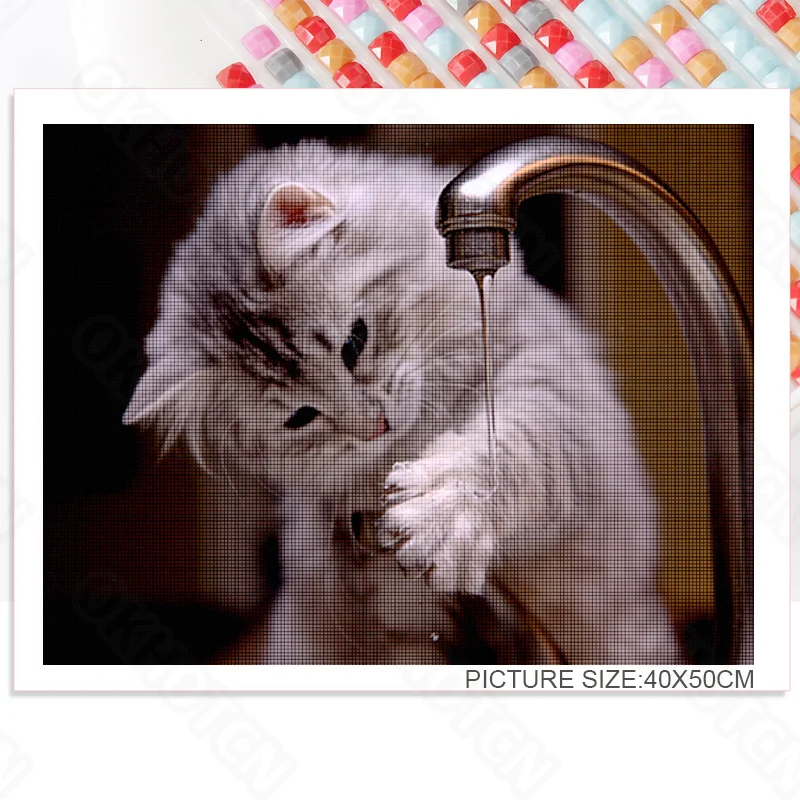 

Diy Diamond Painting Blue Eyeball Cat Square Diamond Round Diamond Embroidery Mosaic Rhinestone Decorative Painting