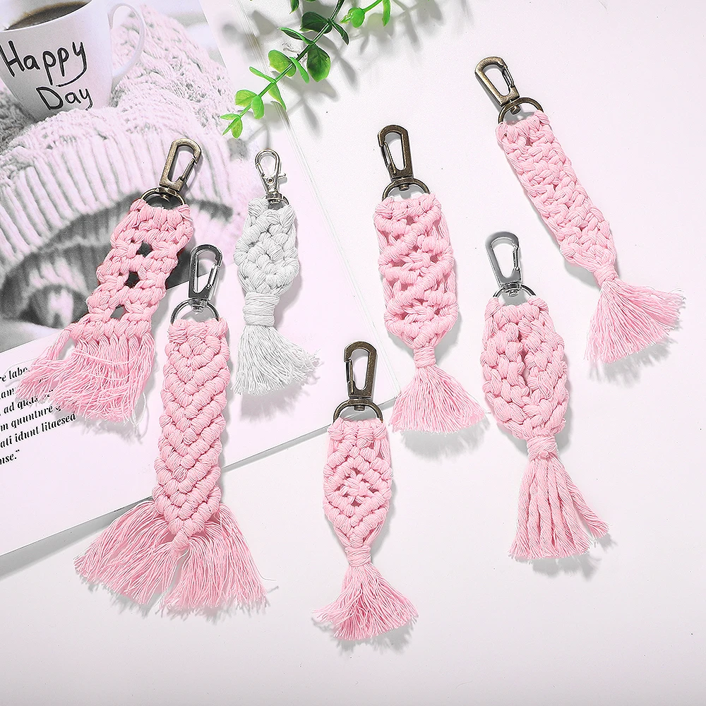 Лучшая Женская тканая симпатичная цепочка для ключей подарки женщин бохо ручная
