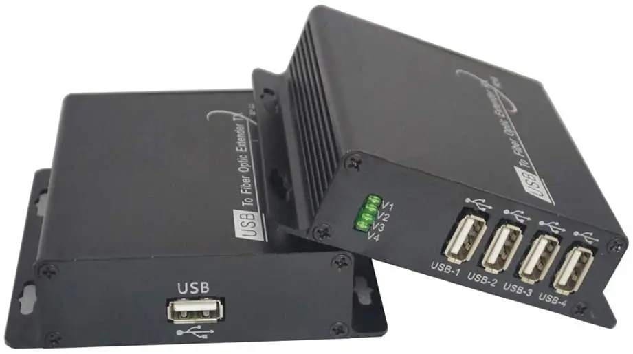 One pair 250m(820ft) USB Extenders 1x4 USB Data Over Fiber Optic Media Converters for Camera Printer Scanner