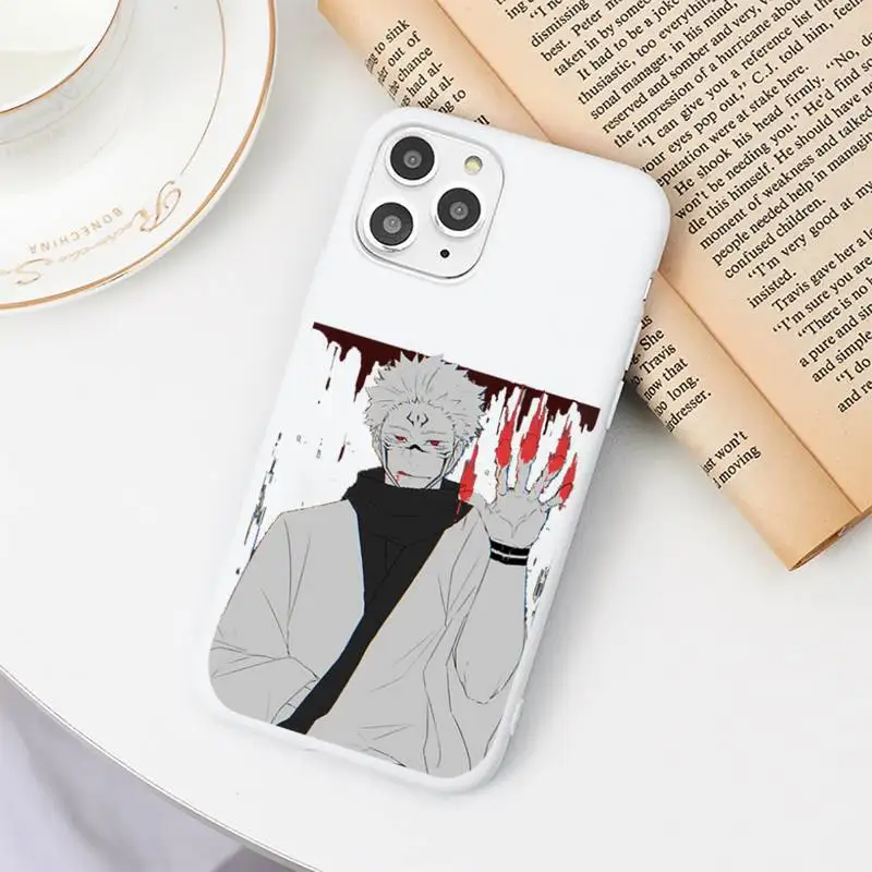 

Japan Anime Jujutsu Kaisen Phone Case Candy Color White for iPhone 11 pro XS MAX 8 7 6 6S Plus X 5S SE 2020 XR