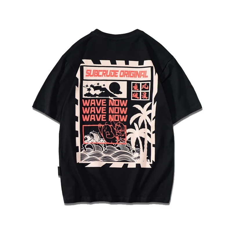 

Personalized Hong Kong style bf print Amoi short-sleeved shirt for men and women Korean street bottoming shirt loose T-shirt