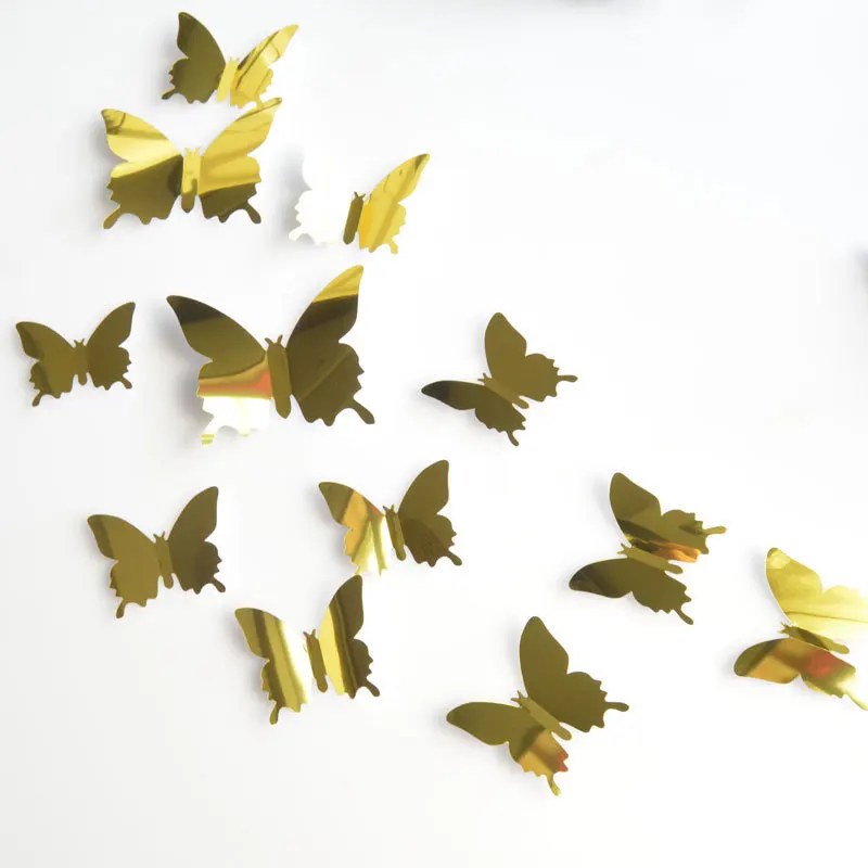 

12Pcs/Set of 3D Mirror Creative Butterfly Home Decoration Refrigerator Wallpaper