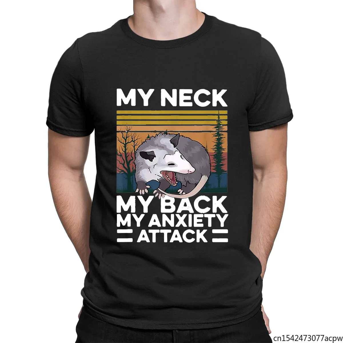 

My Neck My Back My Anxiety Attack Opossum Lover Graphic Vintage Men's T-Shirt