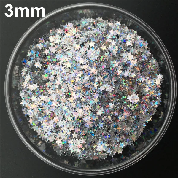 3mm Star 20 г Лазерная Серебряная микс форма ПВХ свободные блестки для маникюра ногтей, свадебные конфетти, аксессуары для рукоделия - Цвет: 3mm Star