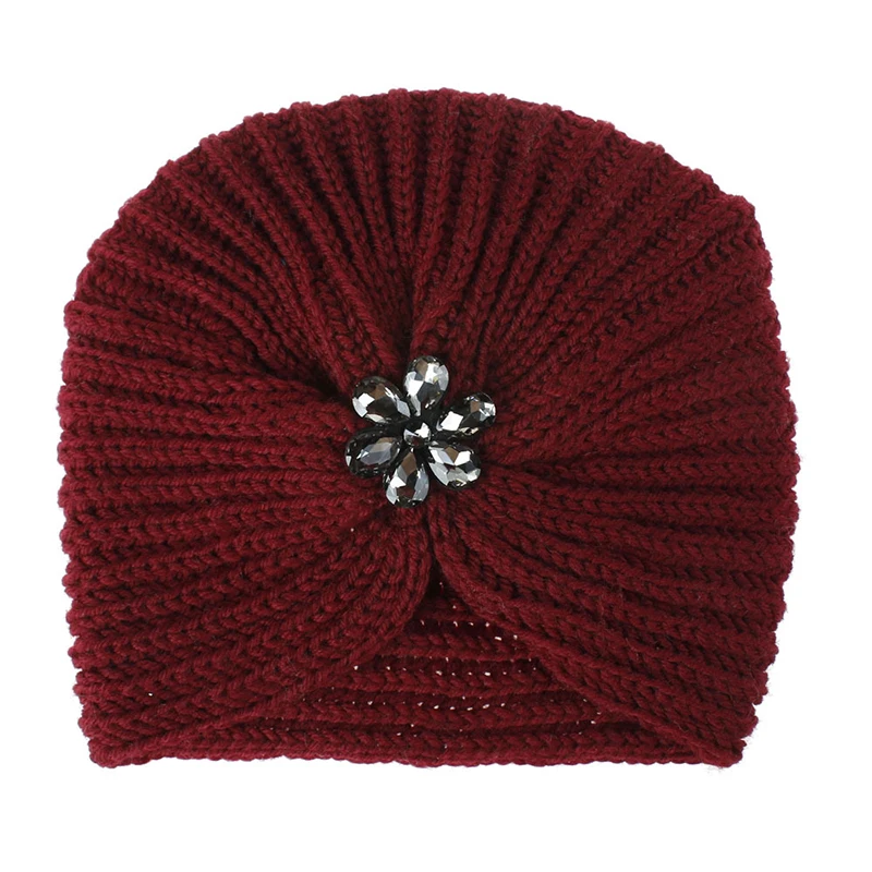 Женская Утепленная зимняя осенняя одежда с цветочным узором и стразы вязаная