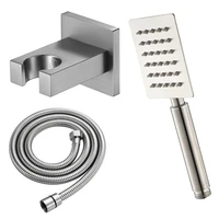 square handheld stainless steel shower head with brass base and 1 5m stainless steel hose bathroom shower accessories