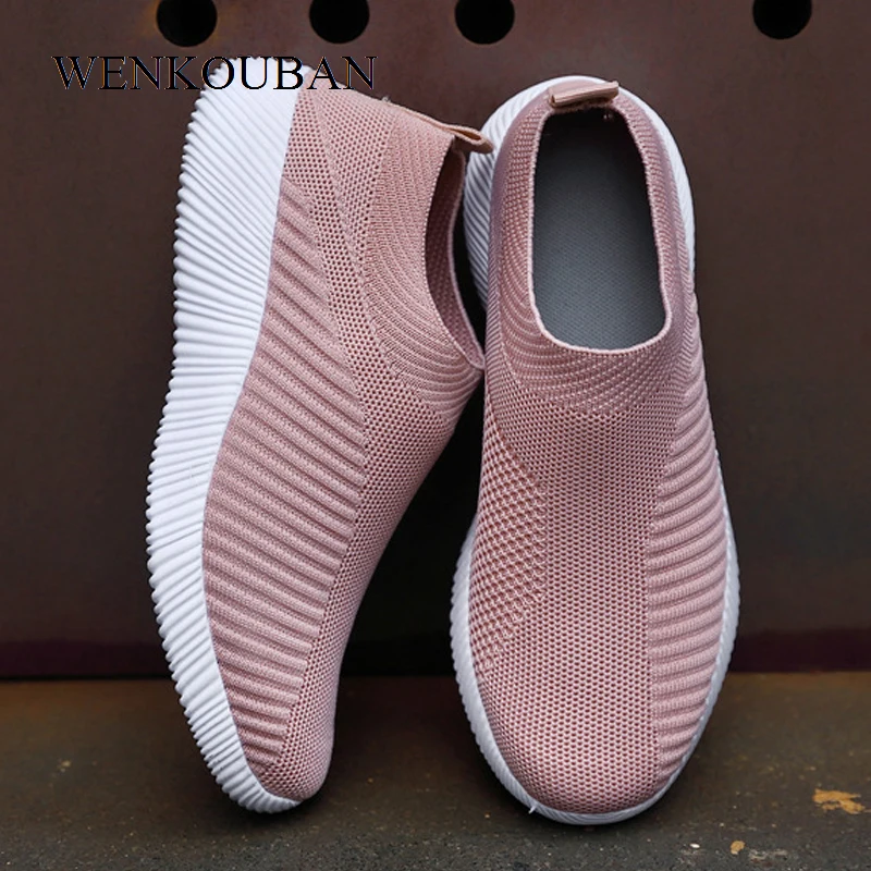 Кроссовки носки женские на плоской подошве Вулканизированная подошва сетчатые
