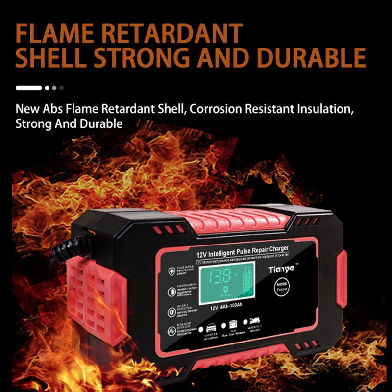 

New Full Automatic Car Battery Charger 12V Digital Display Battery Charger Power Puls Repair Chargers Wet Dry Lead Acid