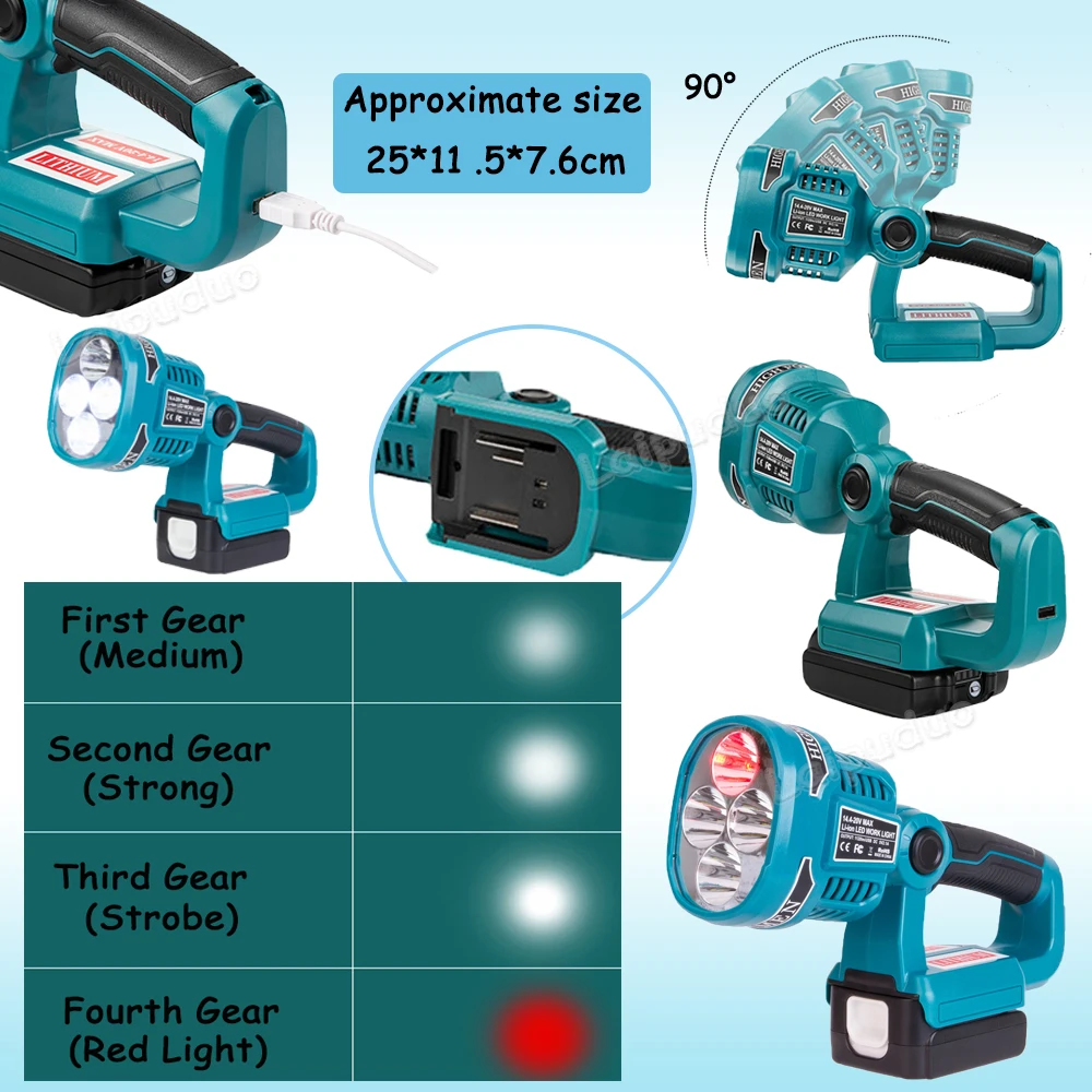 Светодиодный фонарь под батарею Makita 3 Вт/12 Вт 18 В для литиевых батарей BL1430 BL1830 (без