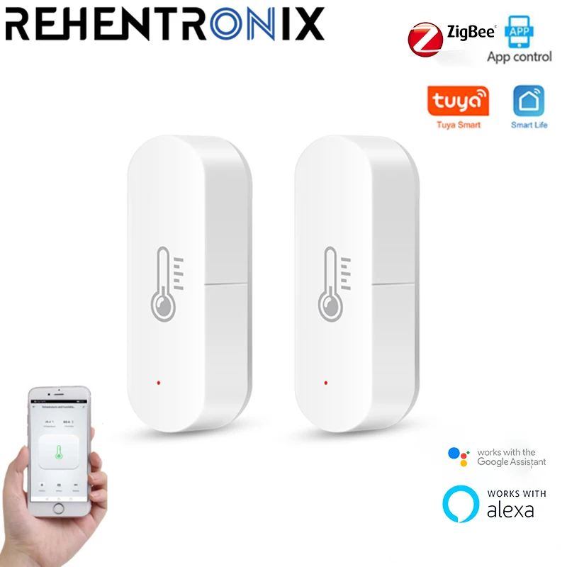 

Беспроводной датчик температуры и влажности Tuya Zigbee, Wi-Fi Смарт-датчик с поддержкой Alexa и Google Home