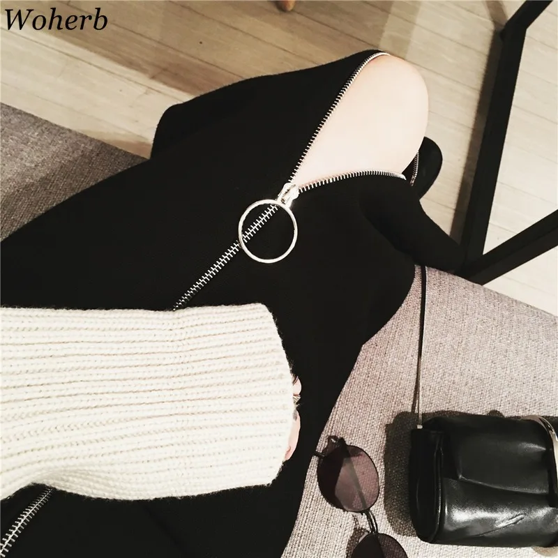 Woherb сексуальная женская трикотажная юбка с разрезом и пуговицами на молнии