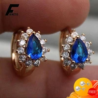 925 silver jewelry earrings for women water drop shape sapphire zircon gemstone earring wedding engagement accessories wholesale