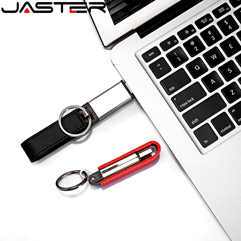 

JASTER Promotional Leather Carabiner Creative U Disk External Flash Memory Stick 2.0 4G 8G 16G 32G 64G128G USB Flash Drive