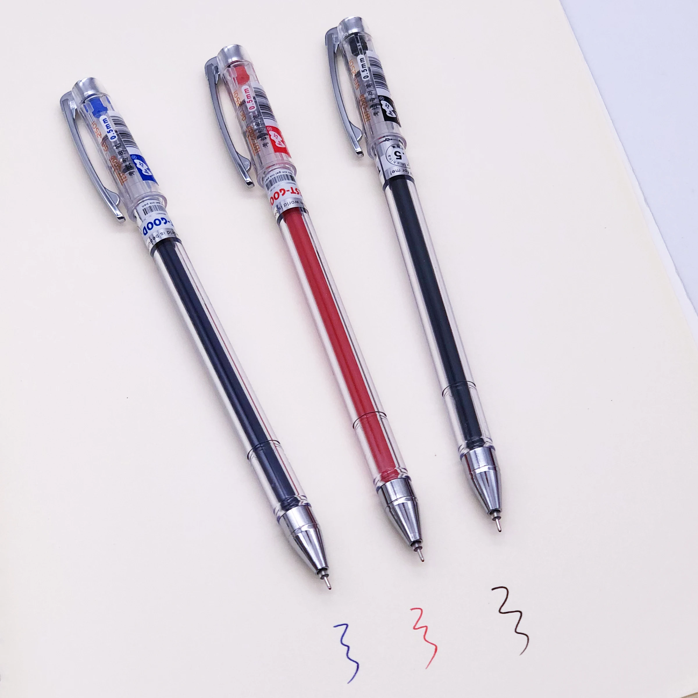 

12pcs ZHIXIN 3 Colors Gel Pen Test Good High Capacity Black Red Blue Gel Ink Pens Office School Supplies G-2501