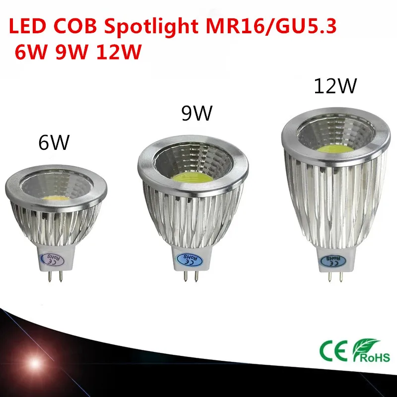

100xDHL LED COB Ultra Bright dimmable 6w 9W 12W GU5.3/85-265V MR16/12V Bulbs Spotlight led Lamp Warm/Pure/Cool White LIGHTING
