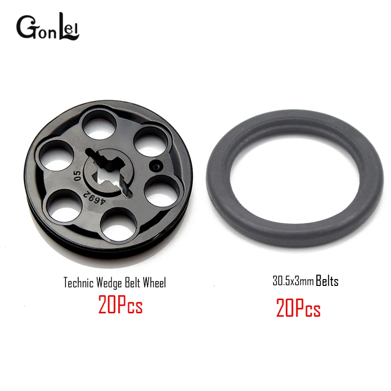 40Pcs Black 20 компл./лот MOC дизайн клин колесо ременной передачи 30.5x3mmTyre строительный блок Запчасти набор «сделай сам» Игрушки для детей, подарки, совместимые с 4185 2815 - Цвет: 40Pcs Black