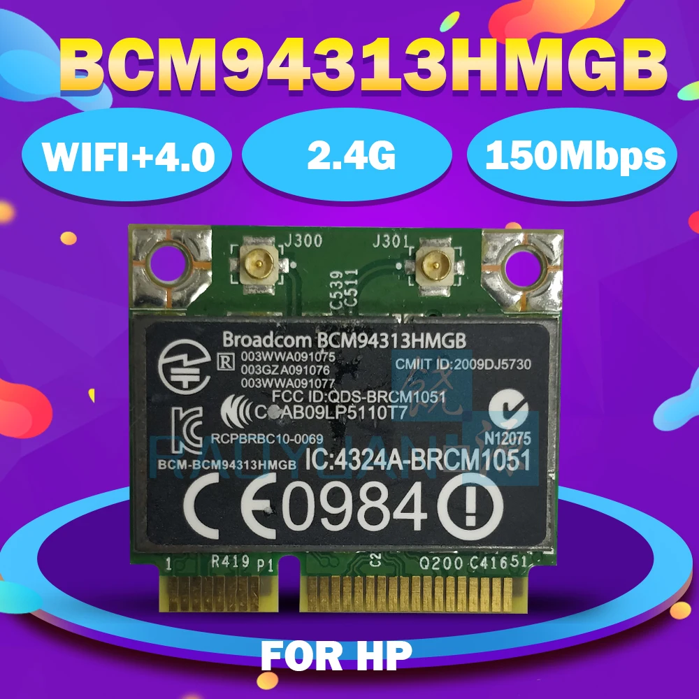 Broadcom Bcm94313HMGB BCM4313 Half Mini Pci-e Bluetooth4.0 беспроводная Wi-Fi карта SPS:657325-001 600370-001 для HP G4 G6 2000 |