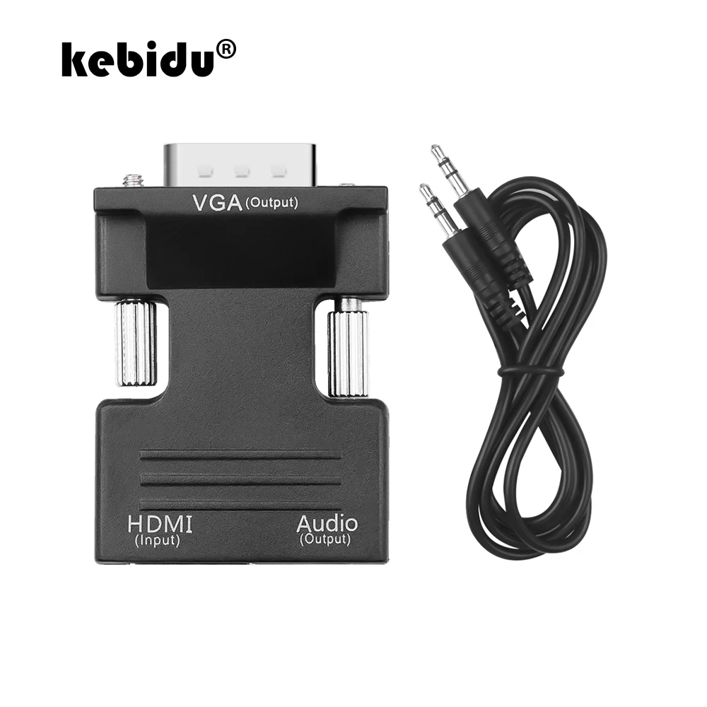 Адаптер kebidu HDMI совместимый с VGA гнездо штырь мини конвертер аудиокабелем