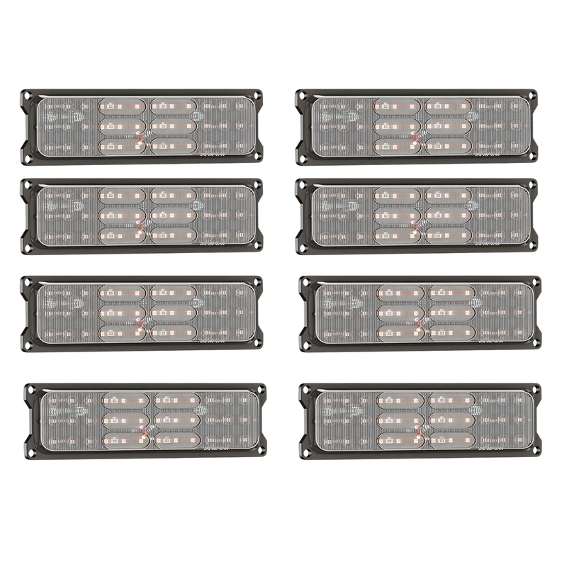 

8PCS Emergency Strobe Lights, 36 LED Warning Lights Front Grill Light Waterproof Flashing Strobe Light for Car Truck