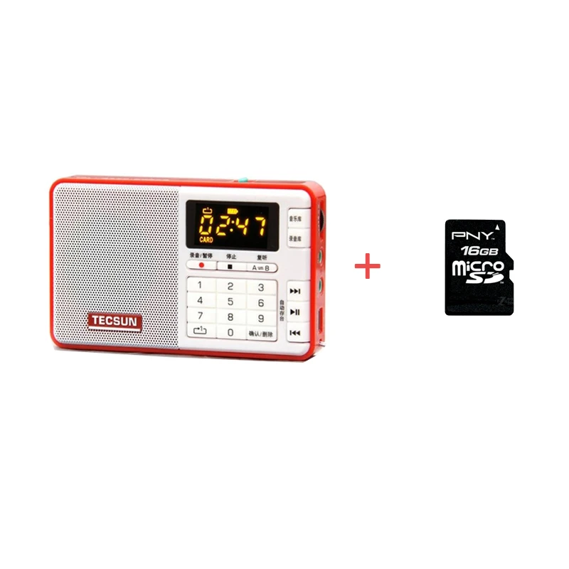 Red 16G TF card TECSUN Q3 радио карманный размер мини рекордер с 16G TF карта MP3 плеер FM стерео FM 76-108 МГц - Цвет: Red 16G TF card