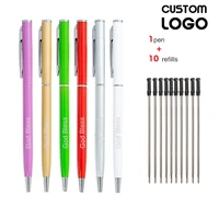 pen 10 refills free custom logo metal ballpoint pen simple multicolor pens advertising office supplies school stationery