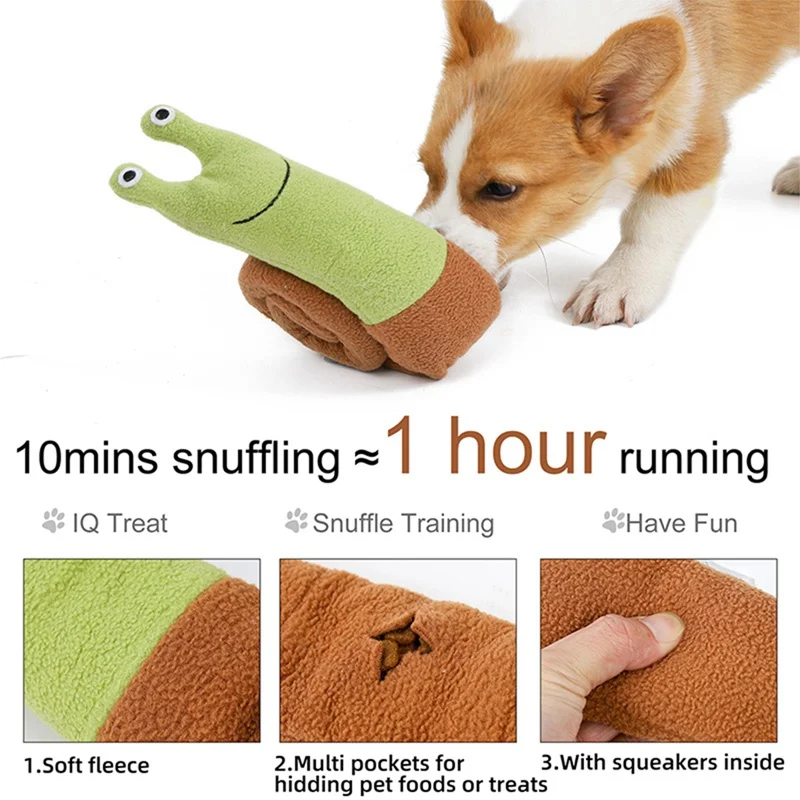 

ZL Double Sided Stickers Snail Pet Plush Toys Sniffing IQ Educational Supplies Grinding Missing Food Training Dog Toys
