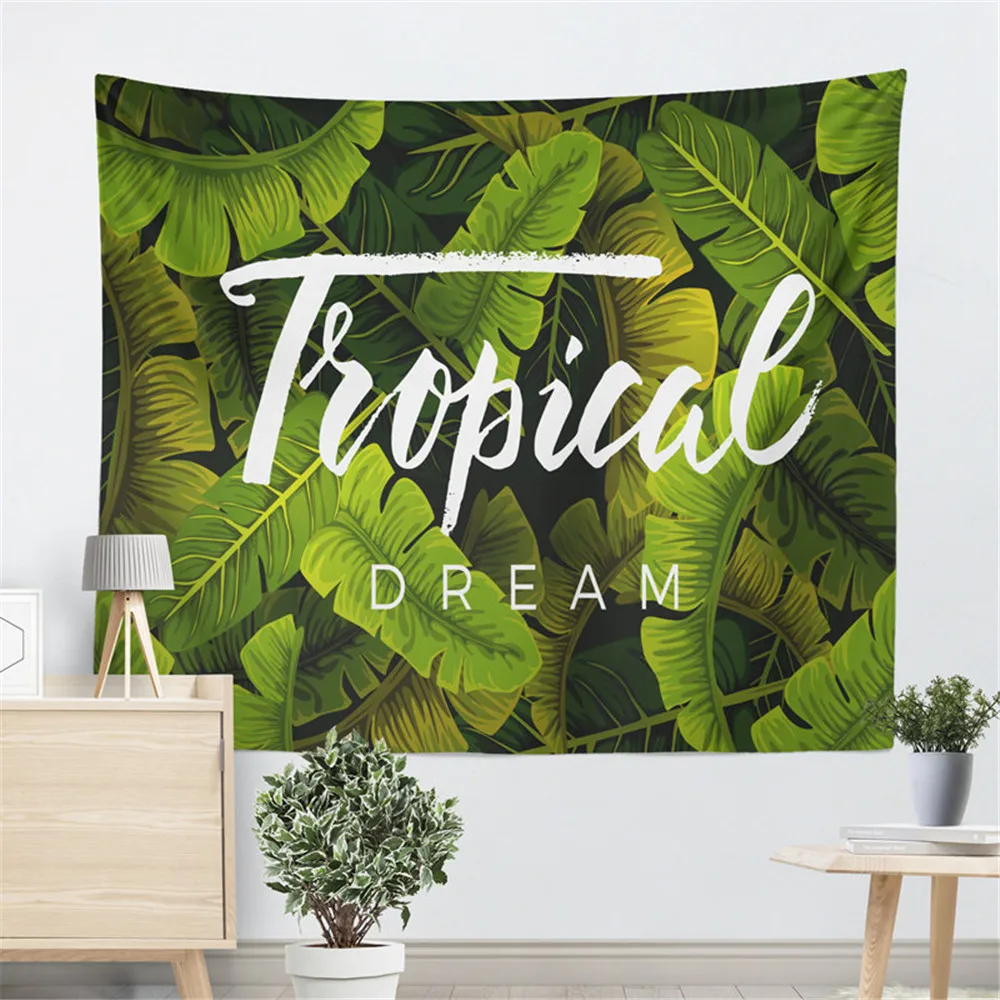 

Tropical Plants Printed Tapestry Home Decor Beach Cover Leaves Wall Hanging Tapestry Carpet Yoga Picnic Mat Beach Towel Blanket