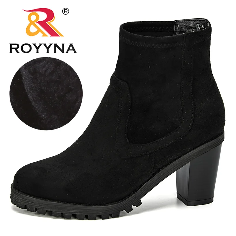 Женские Дизайнерские ботильоны ROYYNA повседневные Нескользящие из флока с круглым