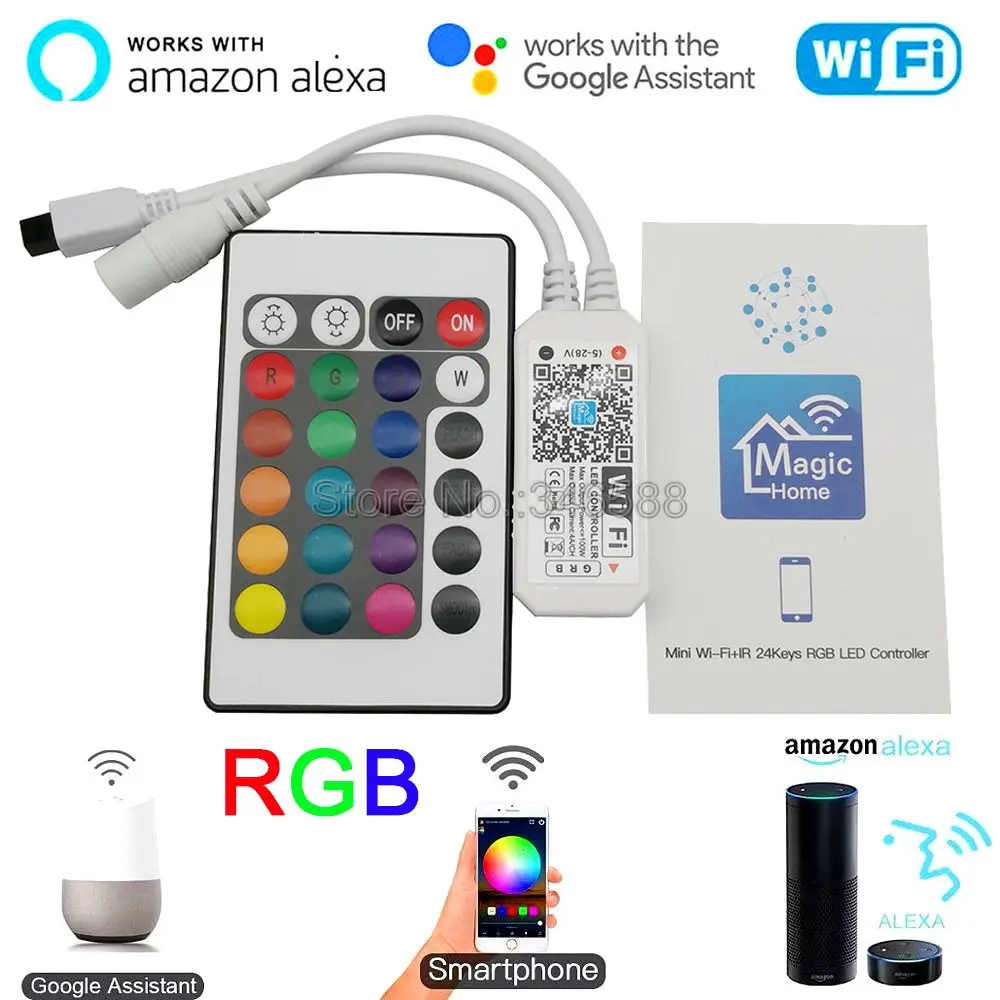 Мини-пульт дистанционного управления Magic Home WiFi RGB 24 кнопки 5 в пост. Тока 12 В | Лампы
