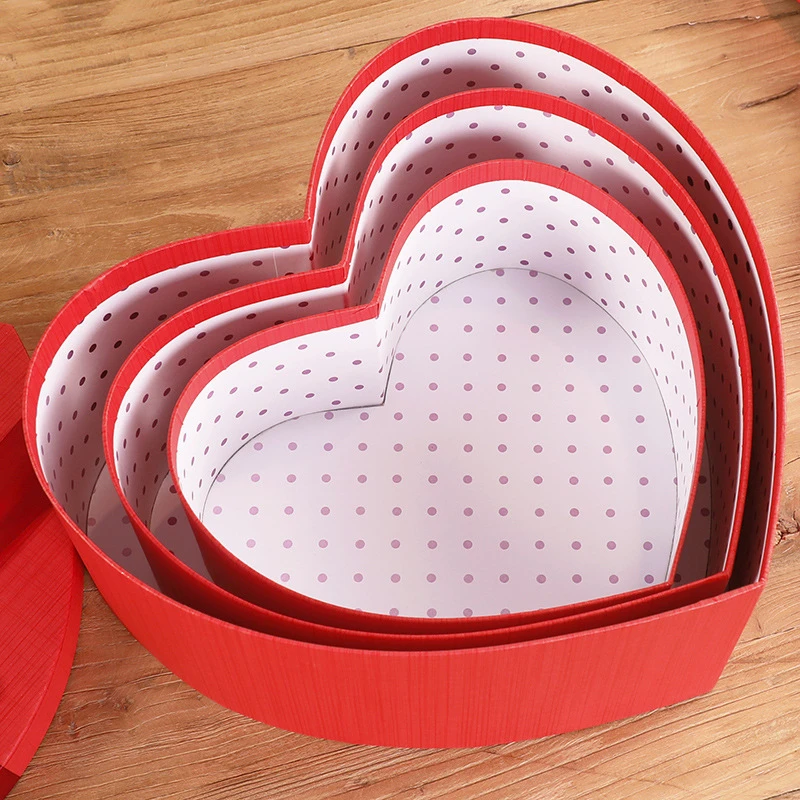 

Flower shop hat box, red heart candy box, 3 sets of gift box, packing box