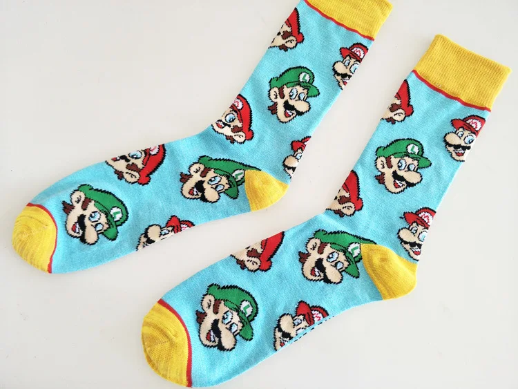 Носки с принтом игры «Super Mario Bros», милые забавные мужские хлопковые носки с рисунками из мультфильмов, Спортивные Повседневные Дышащие впитывающие пот мягкие удобные носки