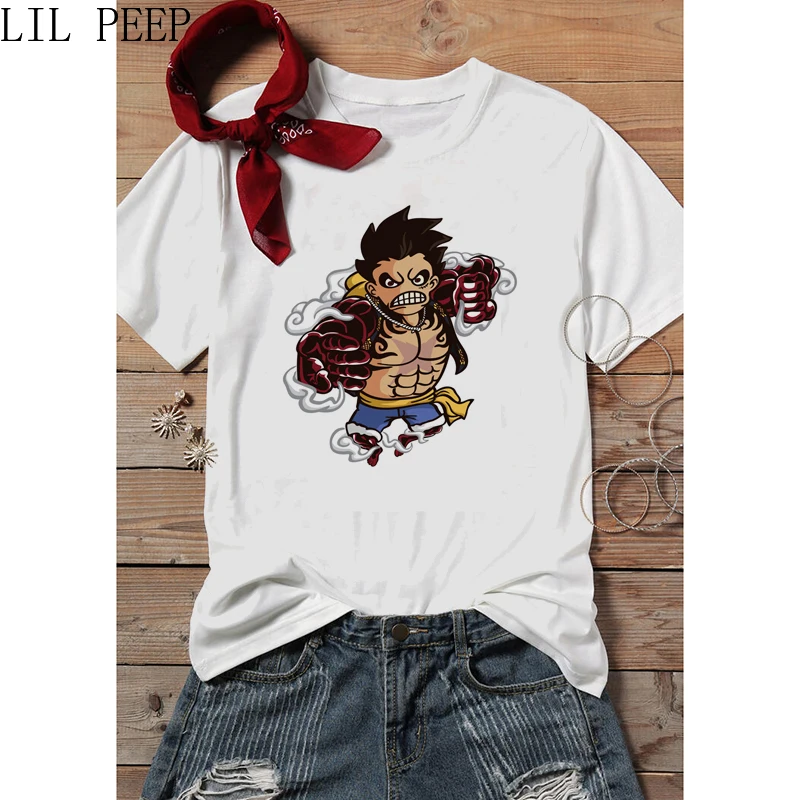 

Summer clothes for women 2020 red luffy Cartoon TShirt short sleeve Casual Hip Hop streetwear Anime print tshirt
