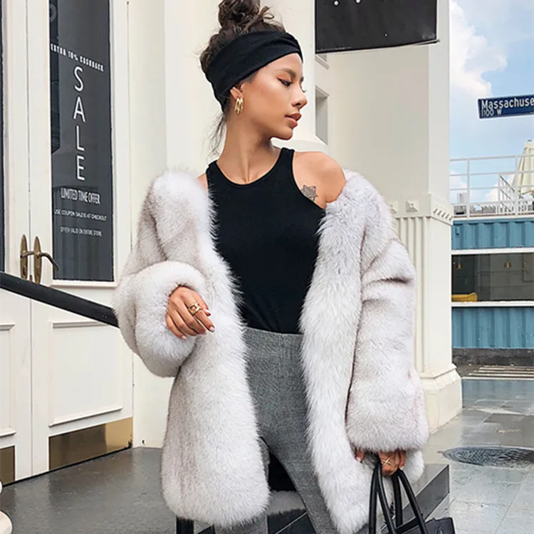 

High Grade Faux Fox Fur Coat Women Long Fur Joker Fur Coat 2020 Winter New Women's Clothing