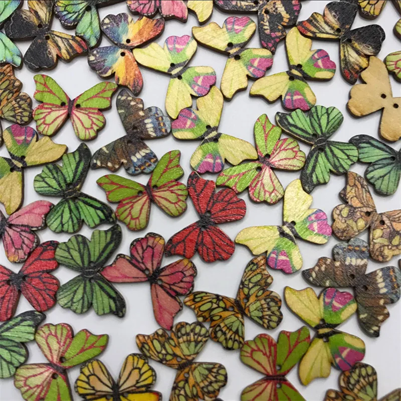 50 упаковок деревянных коричневых пуговиц в виде бабочки для искусственных кофе