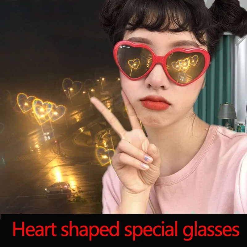 Очки для спецэффектов забавные очки в форме сердца красные оправа лучший подарок