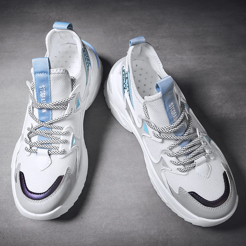 

CYYTL 2021 Spring New Men Fashion Sports White Shoes Thick Bottom Sneakers Youth Boys Students Breathable Chaussures Homme