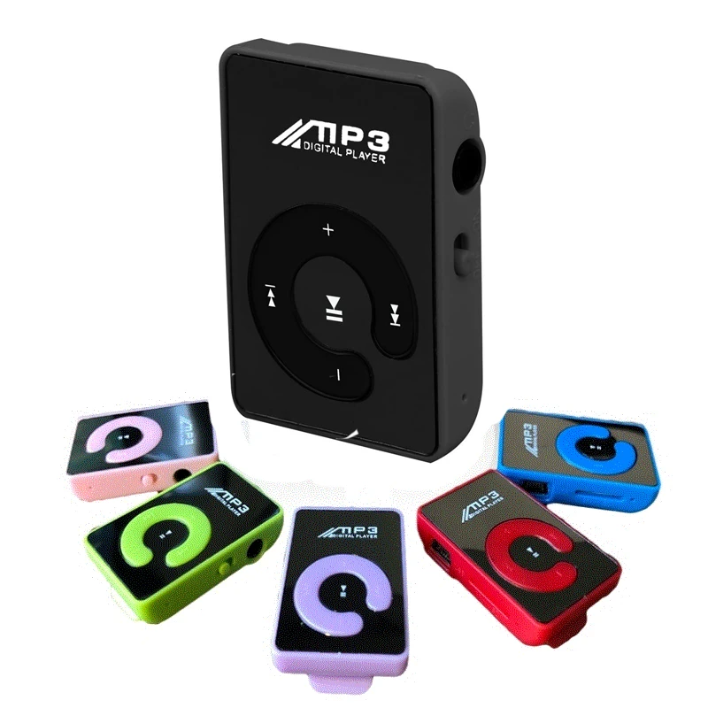 Mini Mirror Clip USB Mp3 Music Player Student Sports Running Music Walkman Ultra Thin TF Card Loudspeaker Function MP3 Player