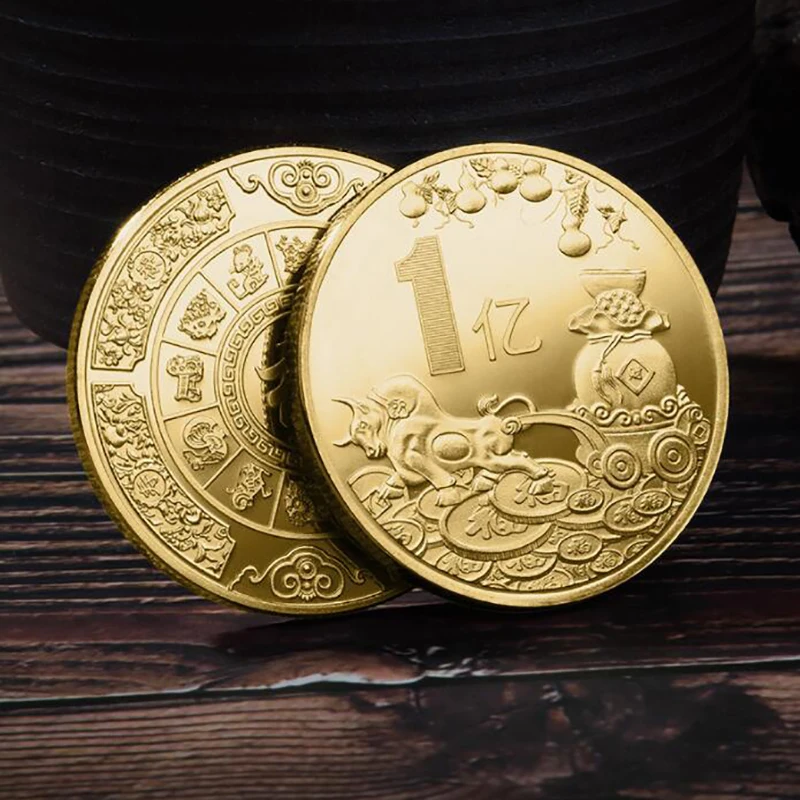 1 шт. монета китайского знака зодиака в стиле фэн-шуй 2021 год быка | Дом и сад