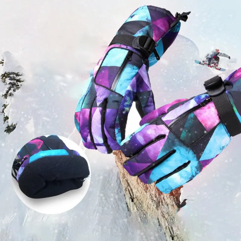 

1 pair Warm Snowboarding Ski Gloves Men Women Kids Snow Mittens Waterproof Skiing Snowmobile Handschoemen Gloves